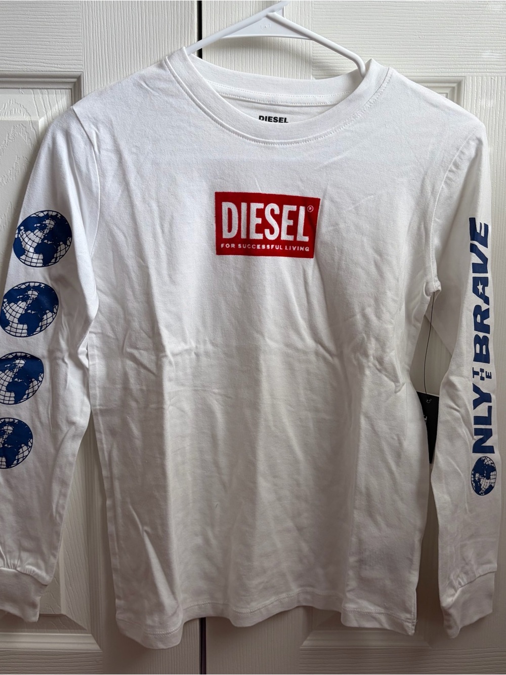 Diesel Boys White Long-Sleeve Logo Tee
